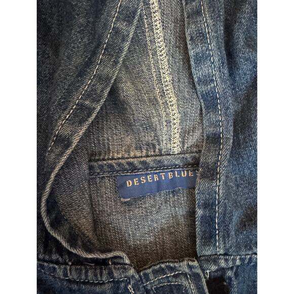 Desert Blues Denim Hooded Jacket Utility Workwear Jean Chore Coat Unisex L Vtg - Picture 3 of 6